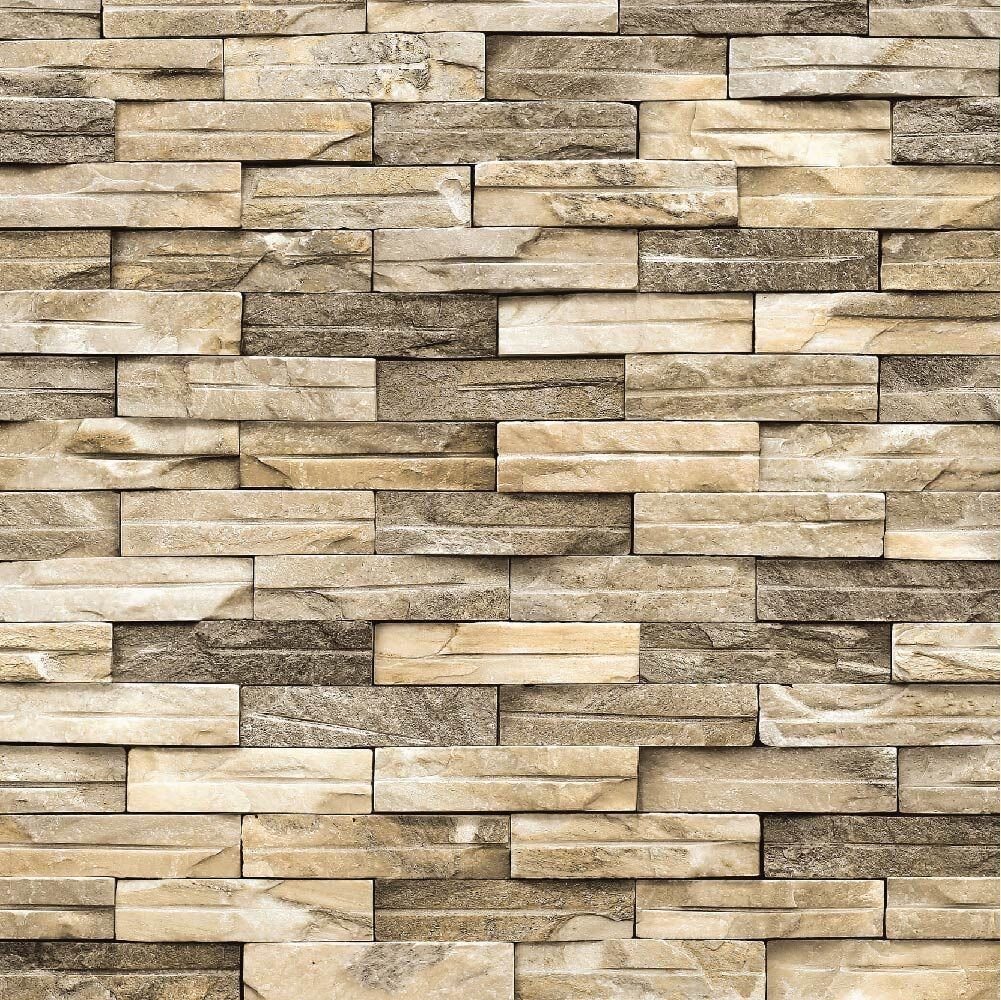 Krem Renk Taş Desen Duvar Kağıdı