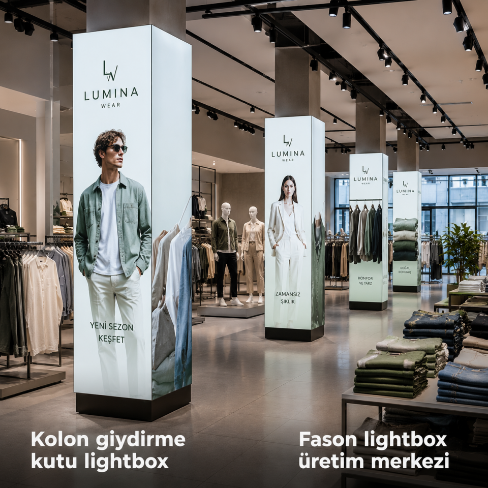 Kolon Giydirme Kutu Lightbox 300cm
