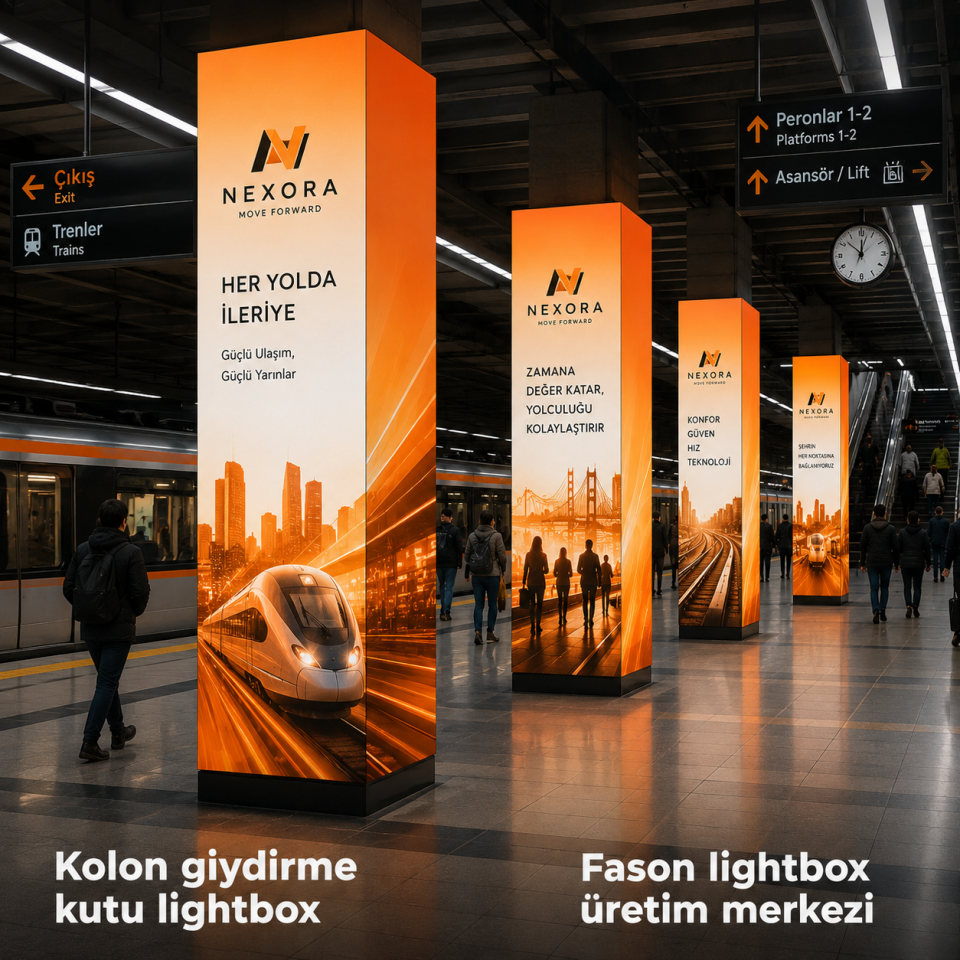 Kolon Giydirme Kutu Lightbox 300cm