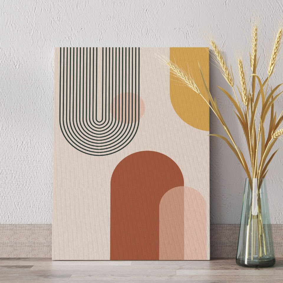 Soyut Boho Geometrik Desen Dekoratif Kanvas Tablo