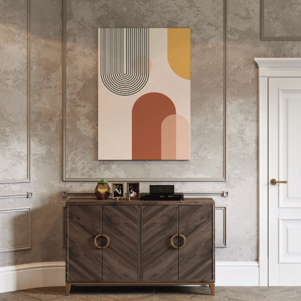 Soyut Boho Geometrik Desen Dekoratif Kanvas Tablo