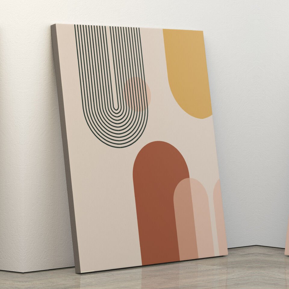 Soyut Boho Geometrik Desen Dekoratif Kanvas Tablo
