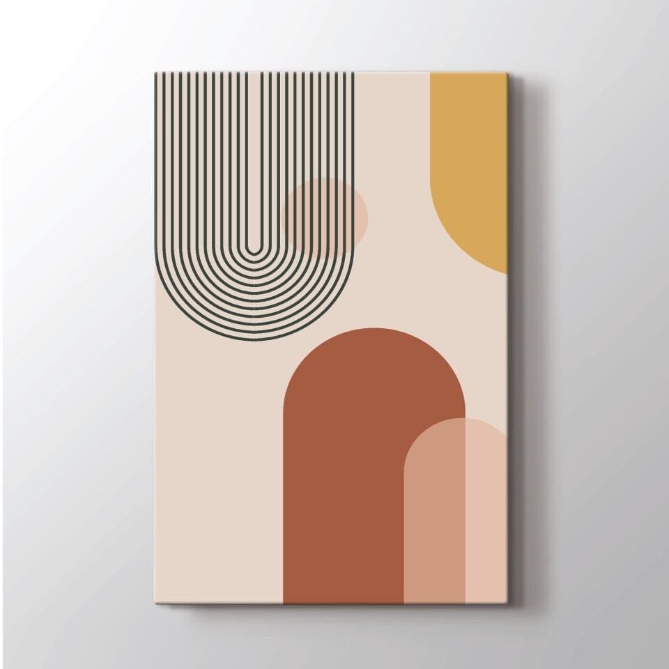 Soyut Boho Geometrik Desen Dekoratif Kanvas Tablo