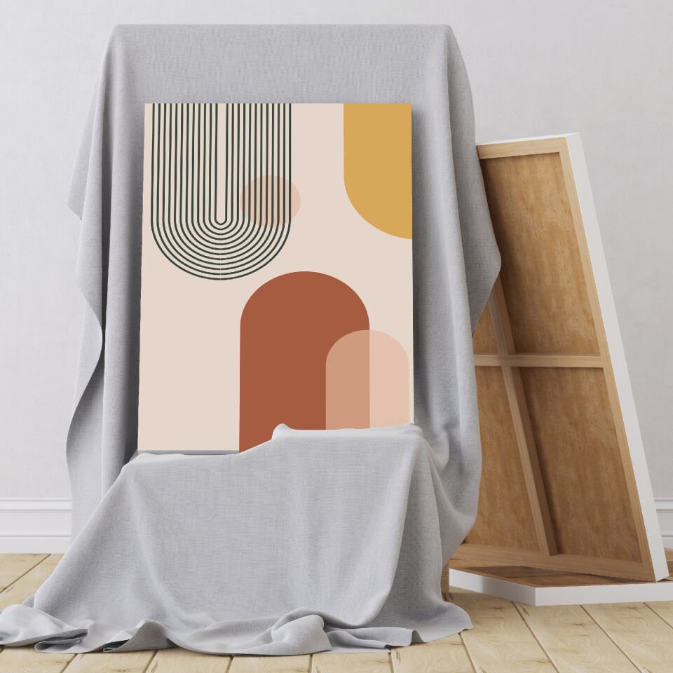 Soyut Boho Geometrik Desen Dekoratif Kanvas Tablo