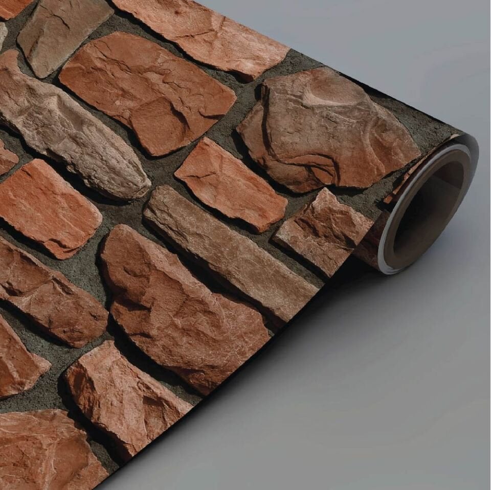 Kahverengi Taş Desen Duvar Kağıdı