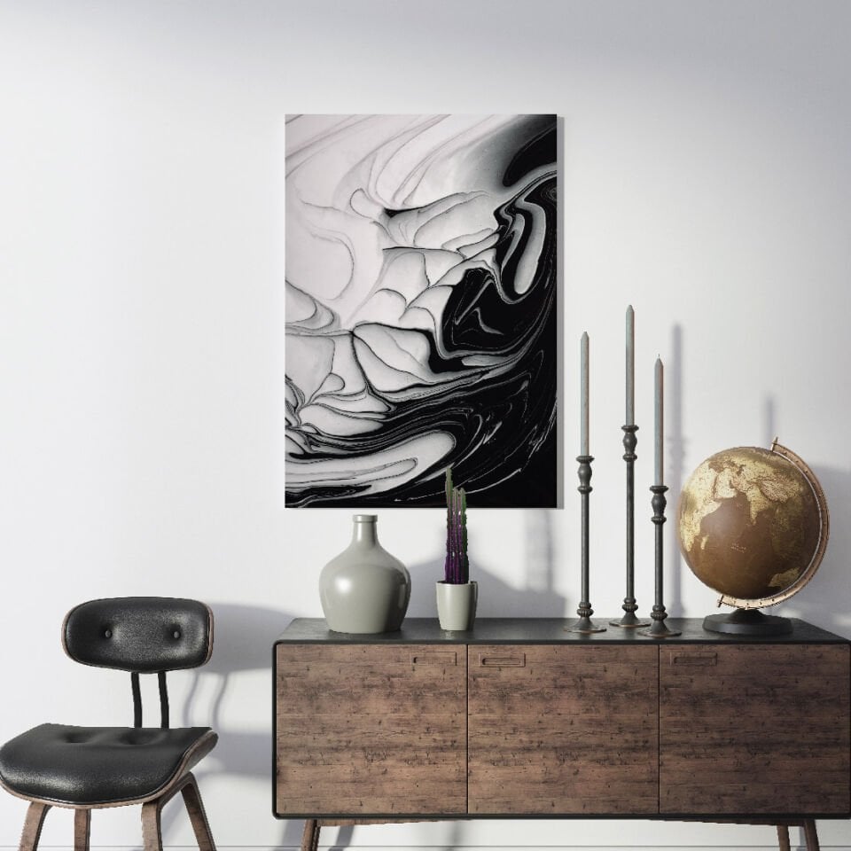 Siyah Suluboya Dekoratif Kanvas Tablo