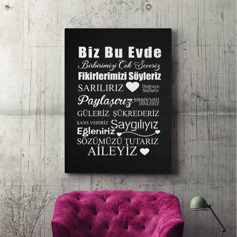 Bu Evde Mutluyuz Dekoratif Kanvas Tablo