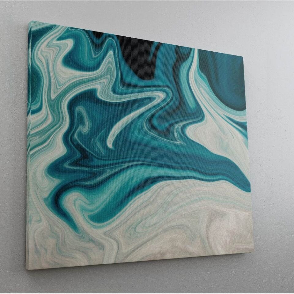 Mavi Suluboya Desen Dekoratif Kanvas Tablo