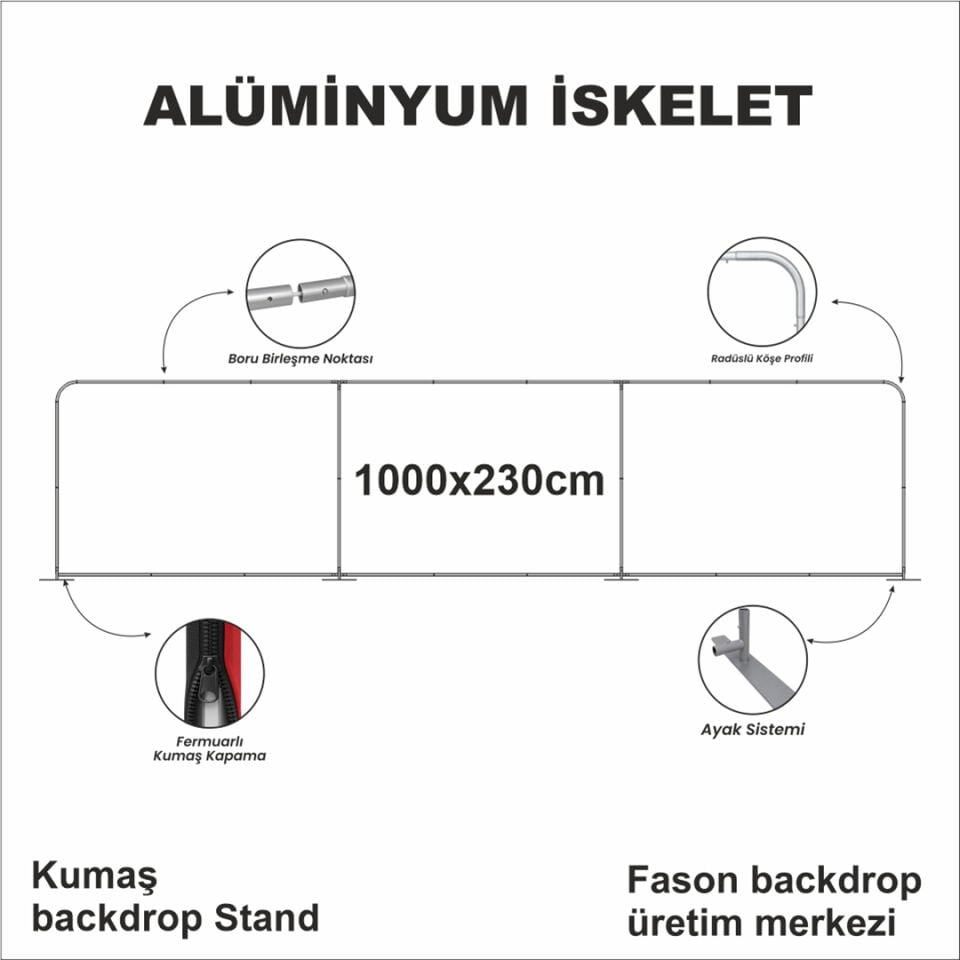 1000x230 Kumaş Backdrop Stand