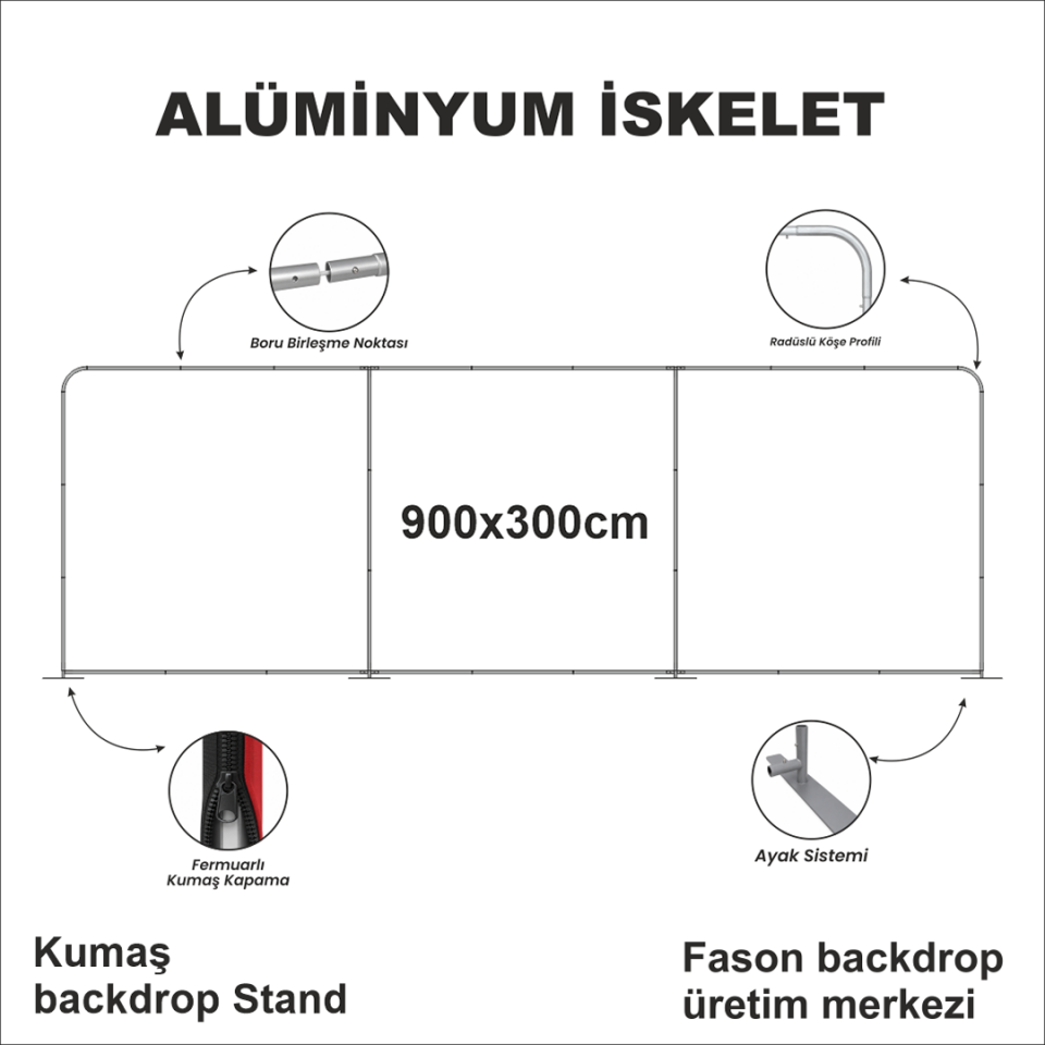 900x300 Kumaş Backdrop Stand