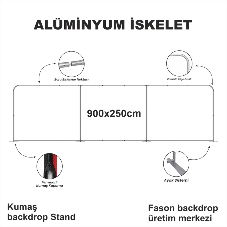 900x250 Kumaş Backdrop Stand