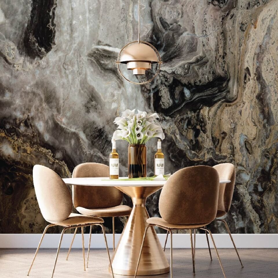 Gold Siyah Mermer Duvar Kağıdı