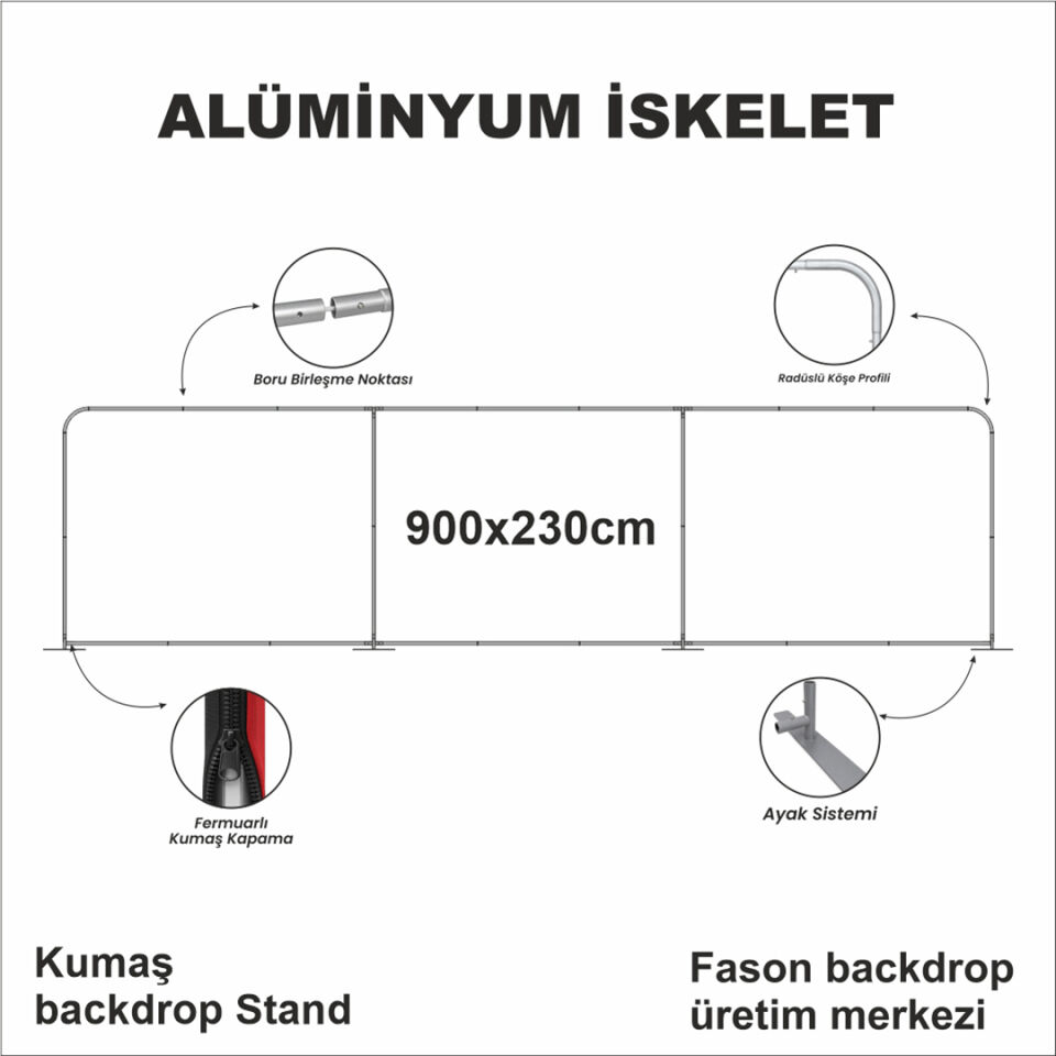 900x230 Kumaş Backdrop Stand