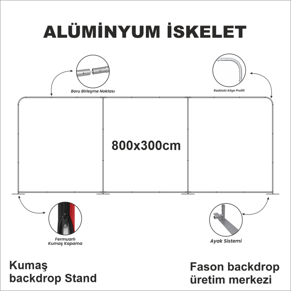 800x300 Kumaş Backdrop Stand