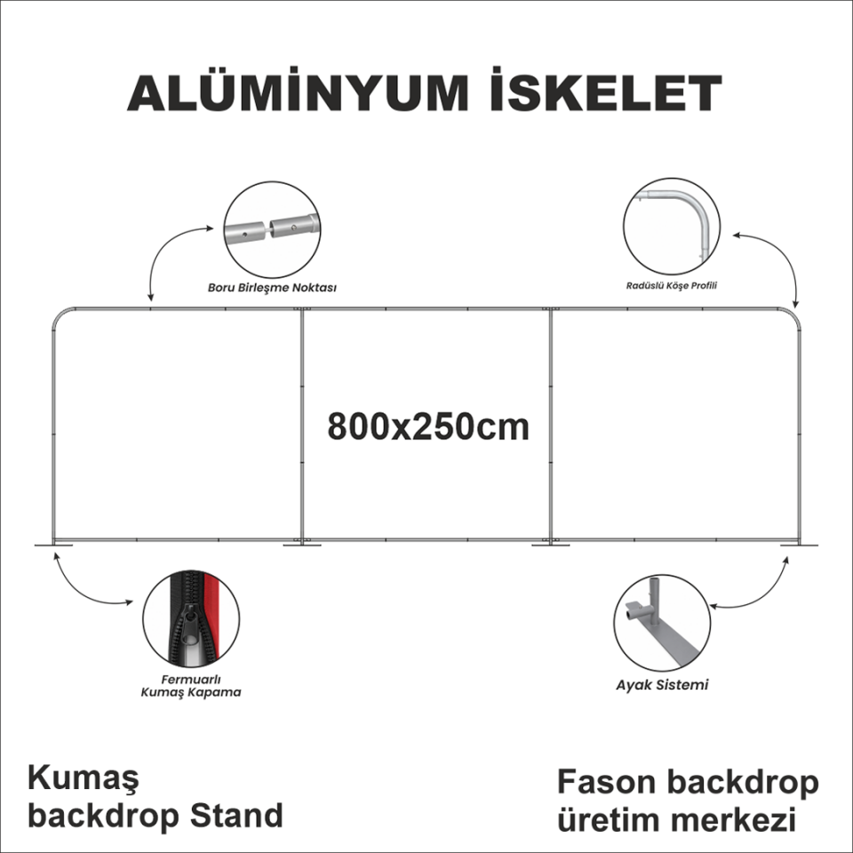 800x250 Kumaş Backdrop Stand