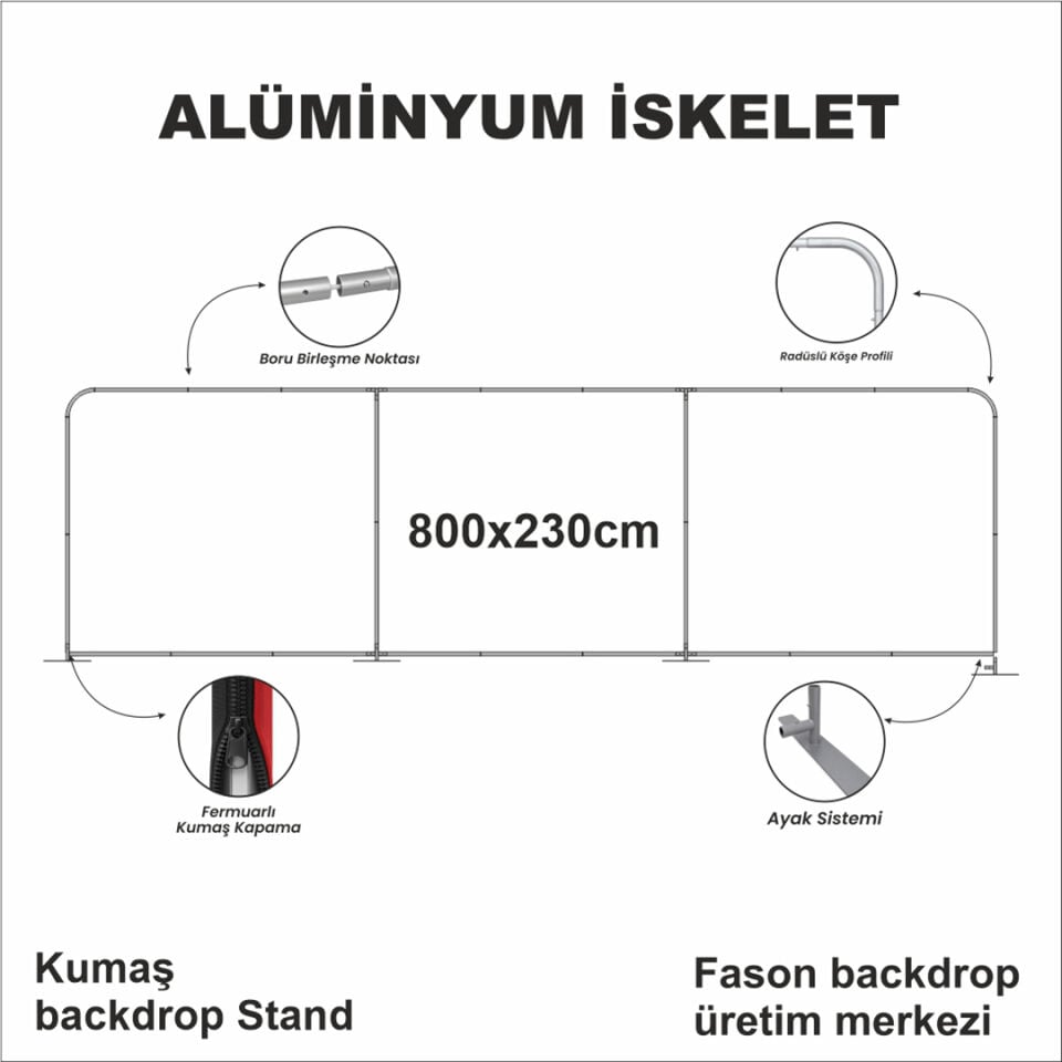 800x230 Kumaş Backdrop Stand