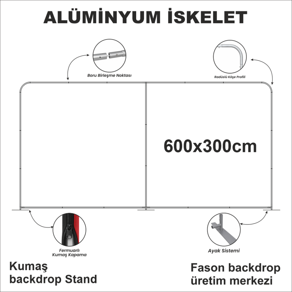 600x300 Kumaş Backdrop Stand