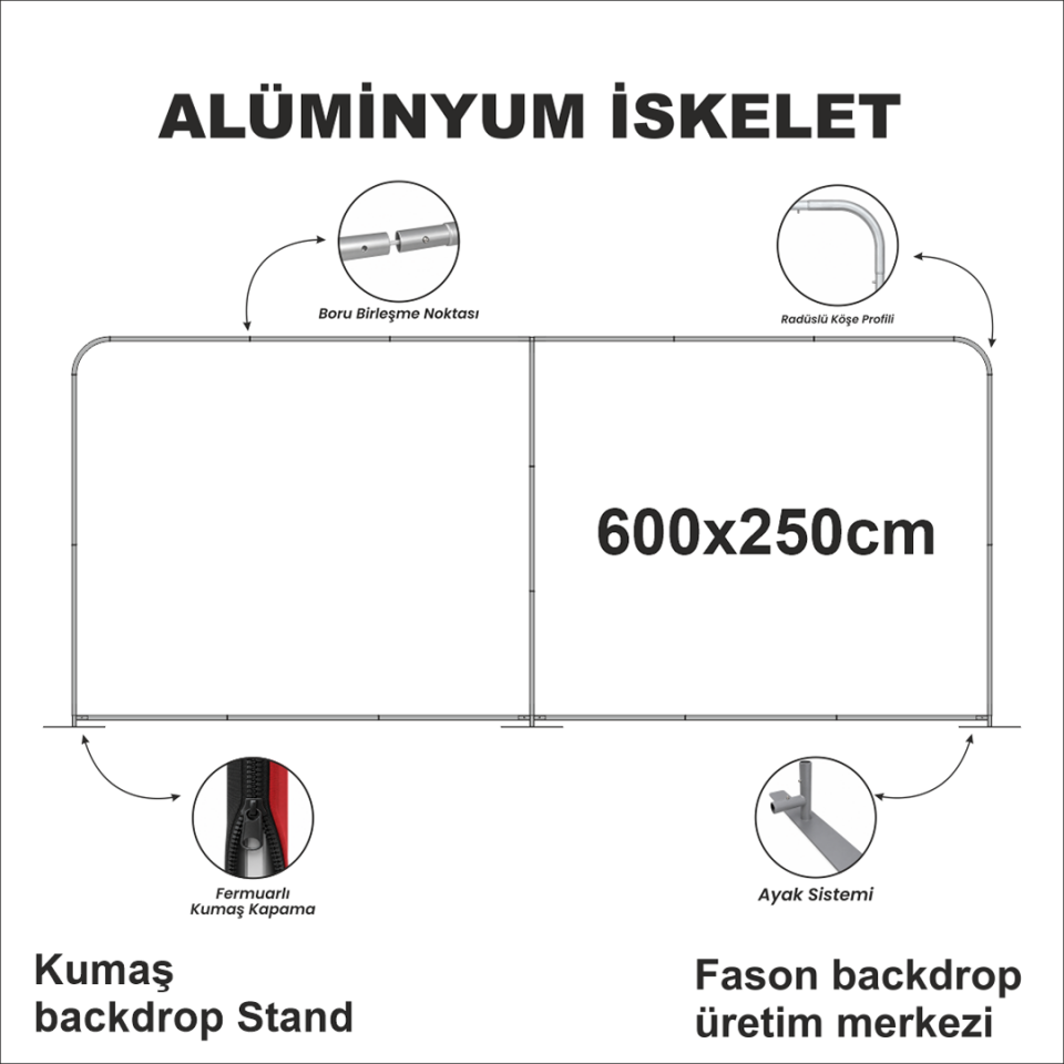 600x250 Kumaş Backdrop Stand