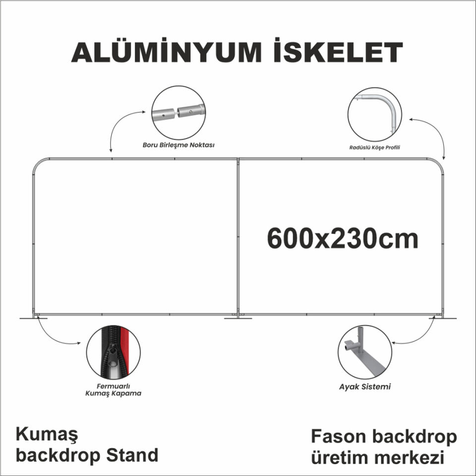 600x230 Kumaş Backdrop Stand