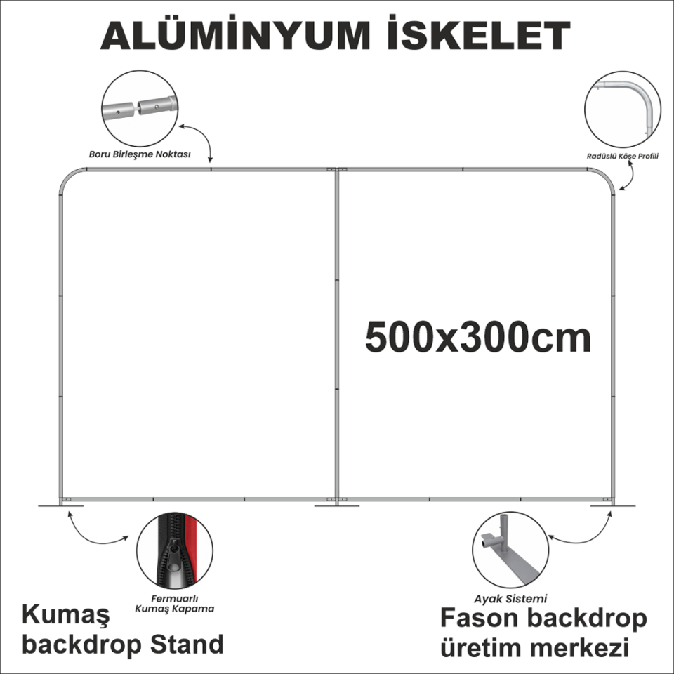 500x300 Kumaş Backdrop Stand
