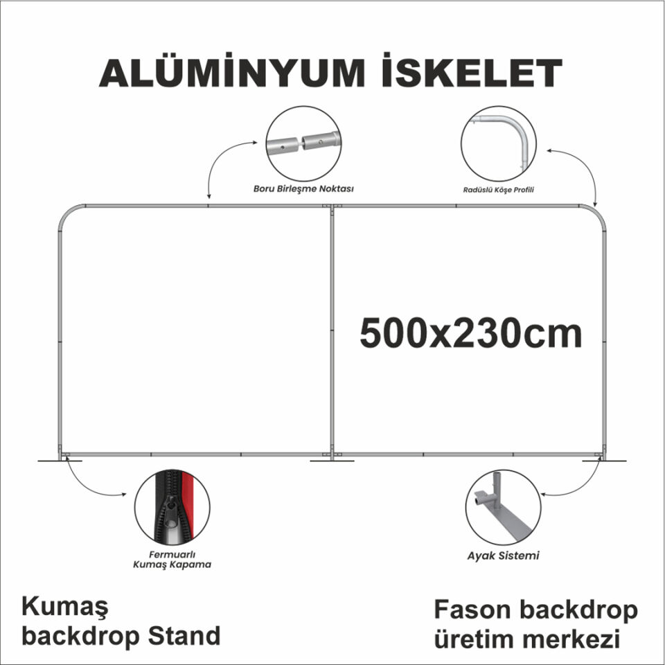 500x230 Kumaş Backdrop Stand