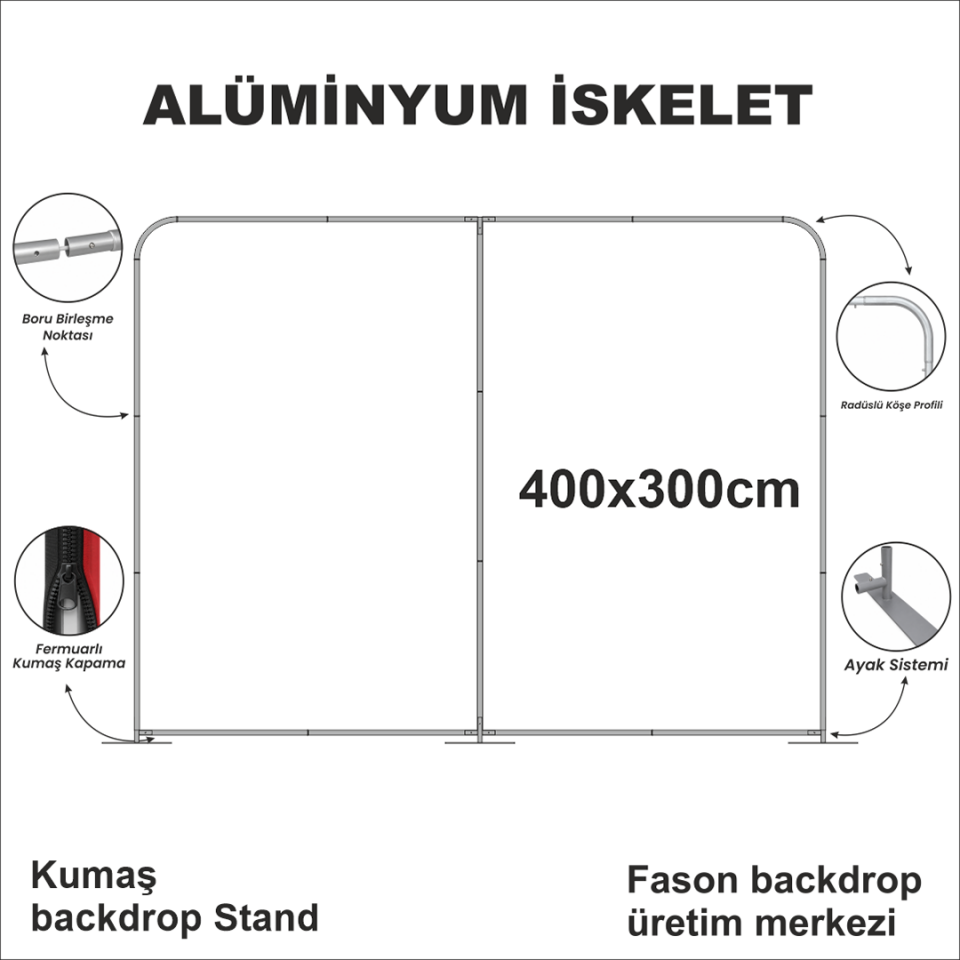 400x300 Kumaş Backdrop Stand