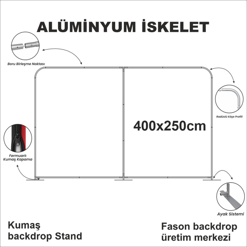 400x250 Kumaş Backdrop Stand