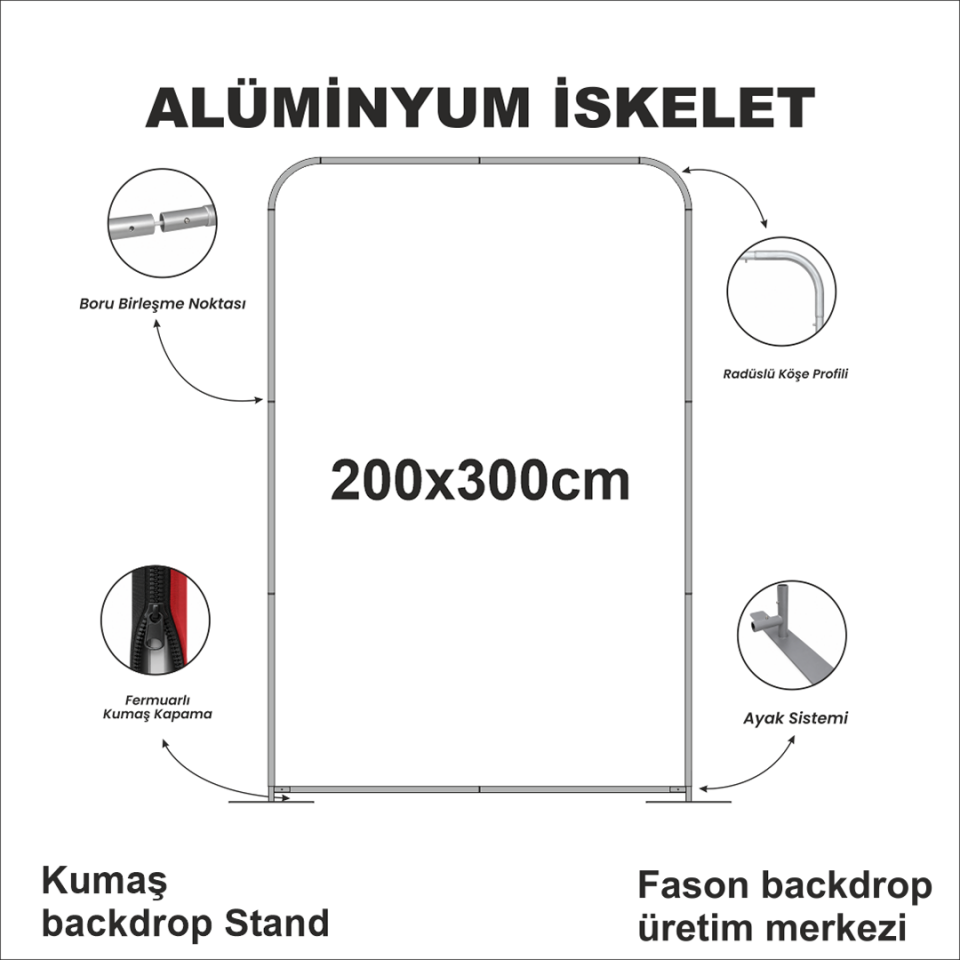 200x300 Kumaş Backdrop Stand