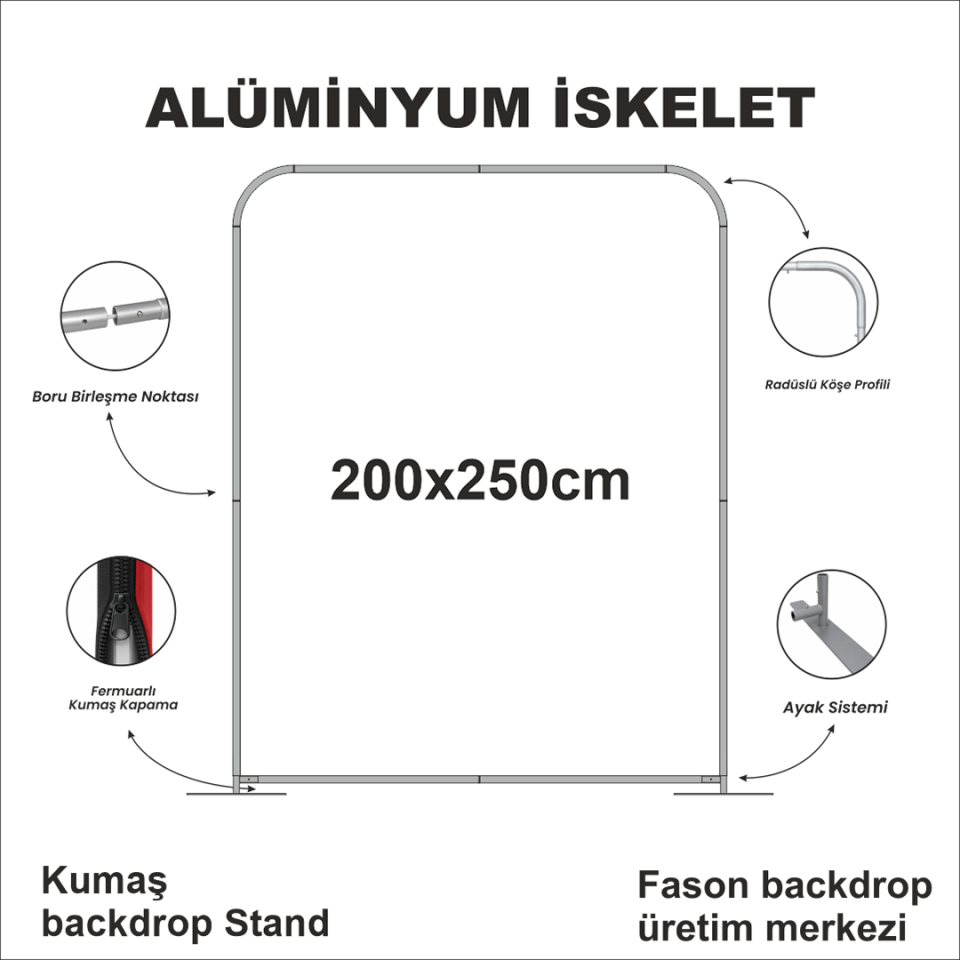 200x250 Kumaş Backdrop Stand