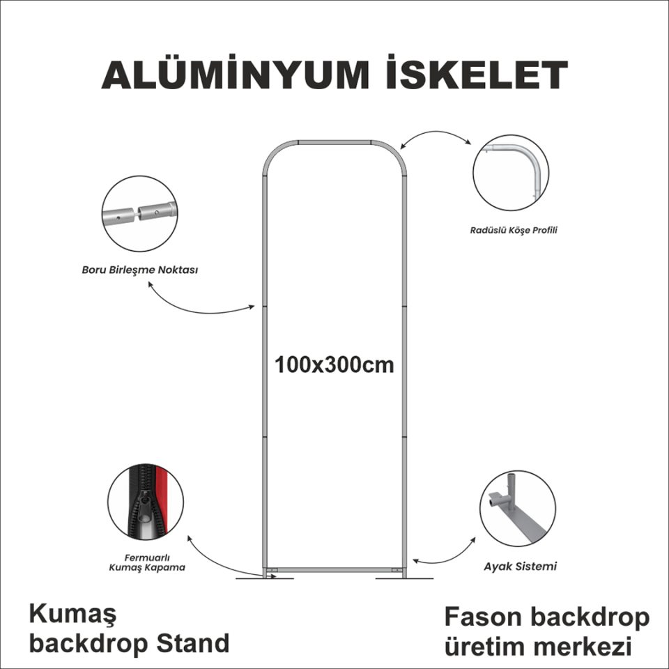 100x300 Kumaş Backdrop Stand