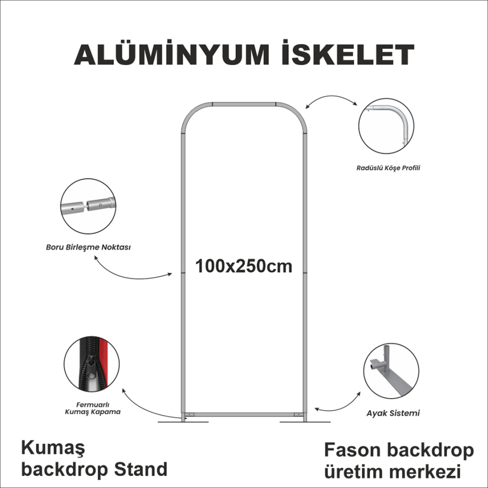 100x250 Kumaş Backdrop Stand
