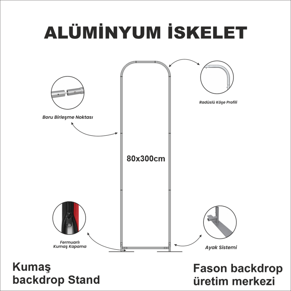 80x300 Kumaş Backdrop Stand
