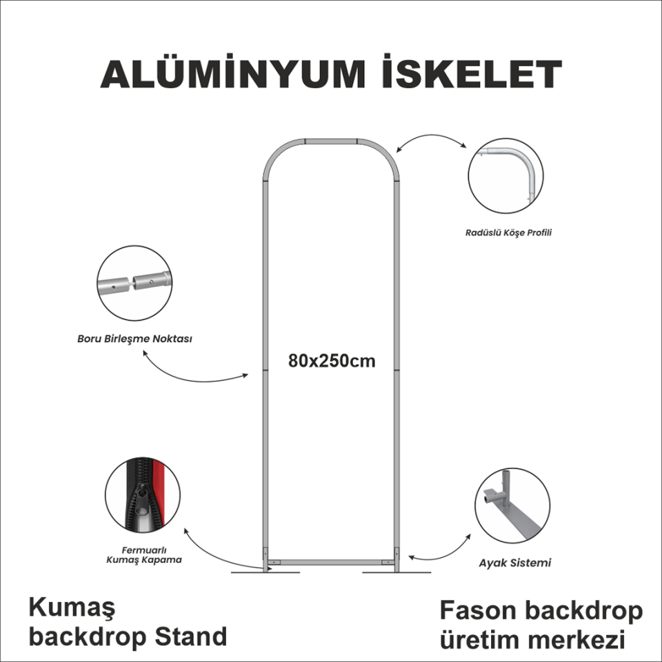 80x250 Kumaş Backdrop Stand