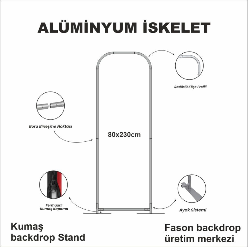 80x230 Kumaş Backdrop Stand